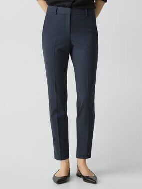 Theory $275 Treeca 2 Traceable Wool Crop Suit Pants Slim Leg Pocket Navy Blue